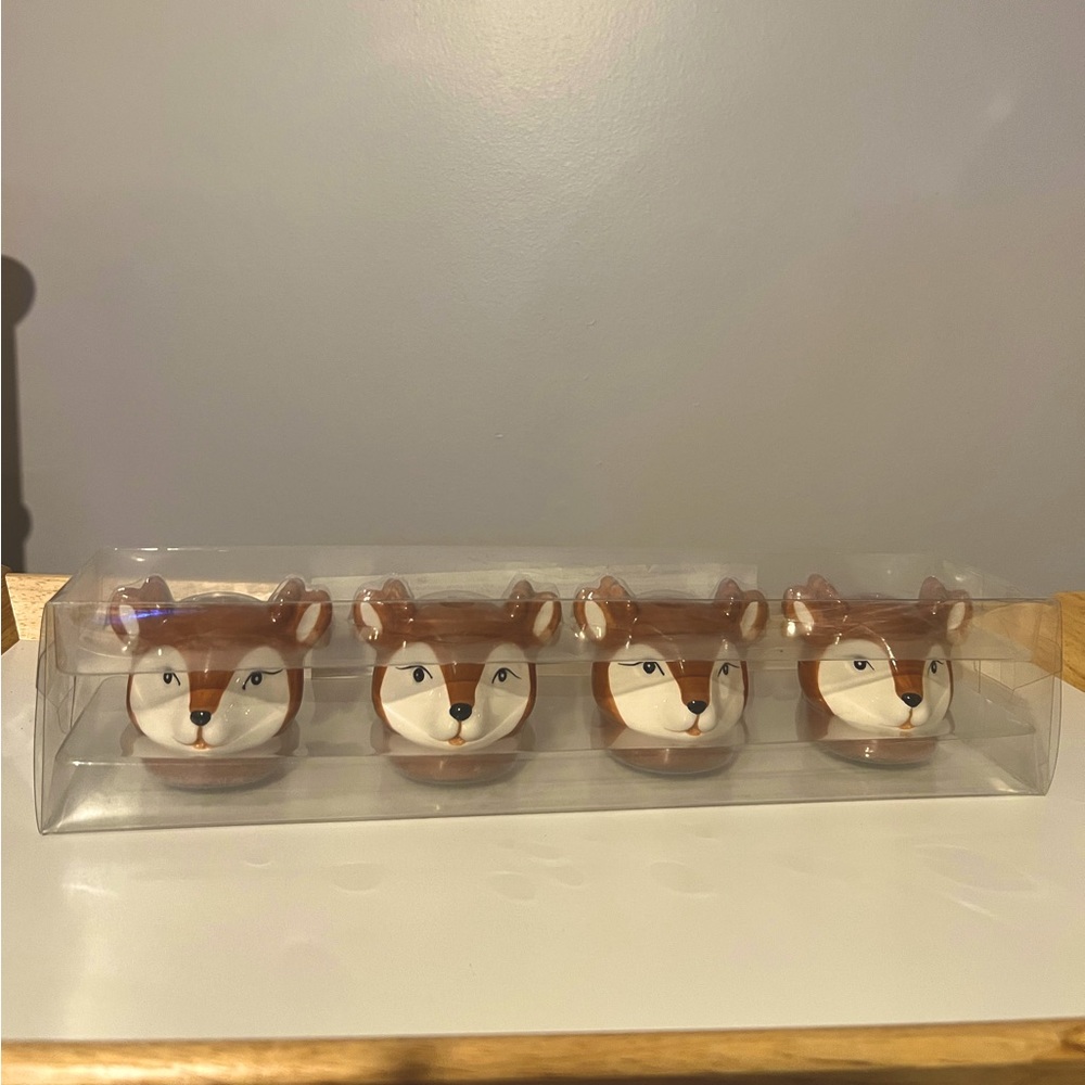 Set of 4 Reindeer Taper Candle Holders H for Happy